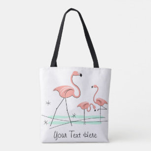 Flamingo Ocean Trio 2 Text all over tote Bag
