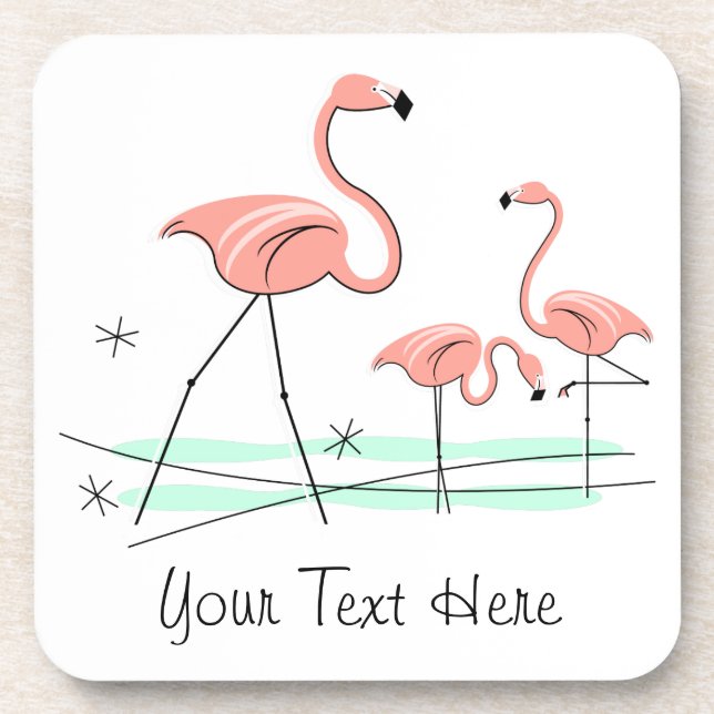 Flamingo Ocean Trio 2 Text coasters plastic (Front)
