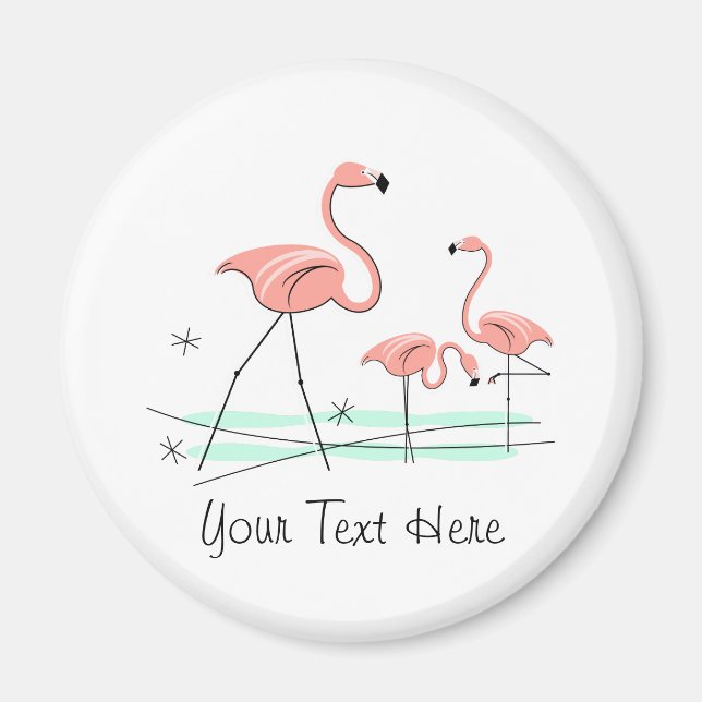 Flamingo  Ocean Trio 2 Text magnet (Front)
