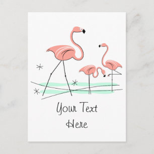 Flamingo Ocean Trio 2 Text postcard