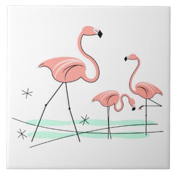 Flamingo Ocean Trio 2 Tile by QuirkyChic at Zazzle