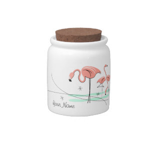 Flamingo Ocean Trio 3 Name candy jar