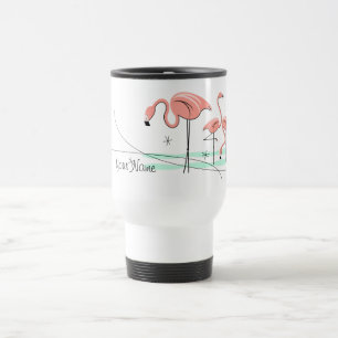 Flamingo Ocean Trio 3 'Name'  Travel Mug