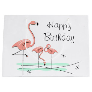 Flamingo Ocean Trio 4 Happy Birthday large Gift Bag