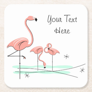 Flamingo Ocean Trio 4 Text coasters