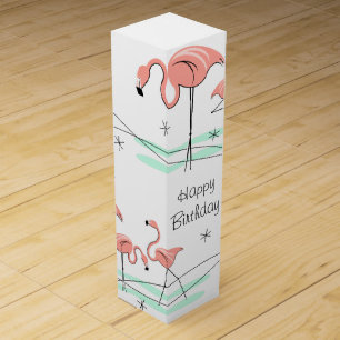 Flamingo Ocean Trio Mix Happy Birthday wine Gift Box