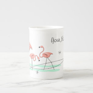 Flamingo Ocean Trio Name bone china mug
