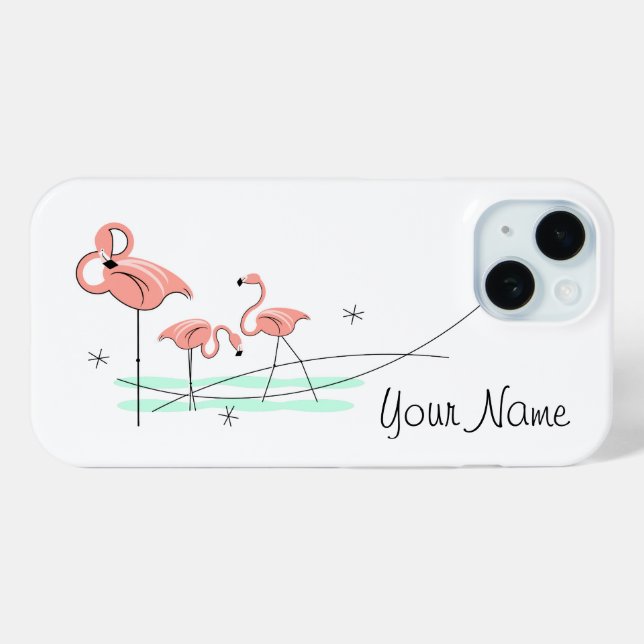 Flamingo Ocean Trio 'Name' iPhone case (Back (Horizontal))
