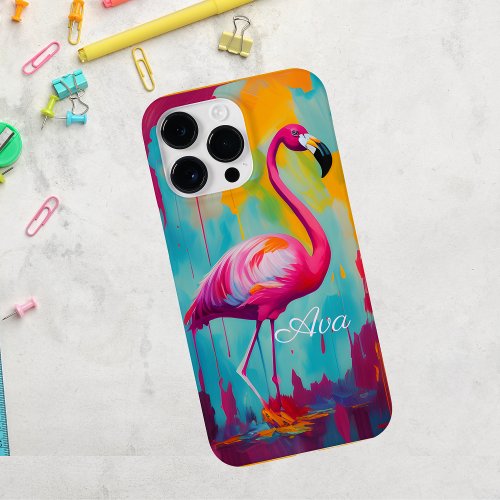Flamingo Oil Painting Artwork Personalized Case_Mate iPhone 14 Pro Max Case
