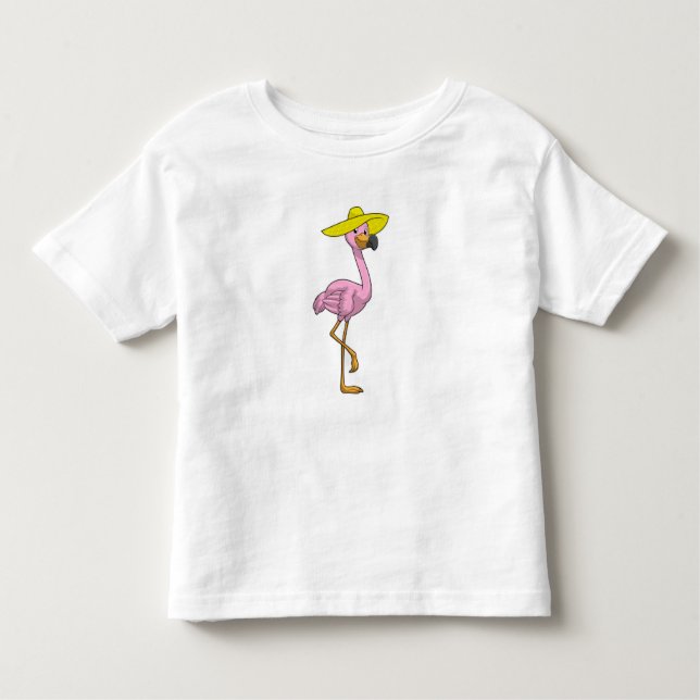 Flamingo on Beach with Hat Toddler T-shirt (Front)