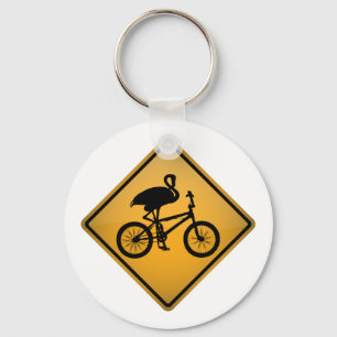 Flamingo on Bicycle Keychain