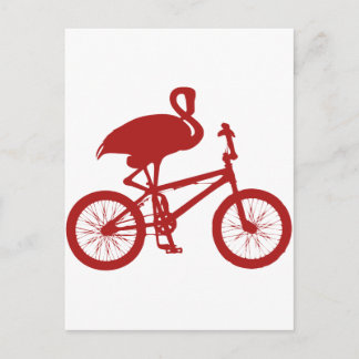 Flamingo on Bicycle Silhouette Postcard