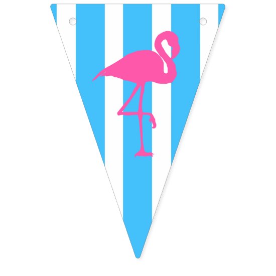 Flamingo on caribbean blue stripe flags