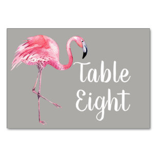 Flamingo on Gray Table Number