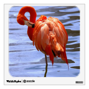 Flamingo on one leg in water wall sticker