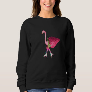 Flamingo on roller skates modern artwork sweatshirt