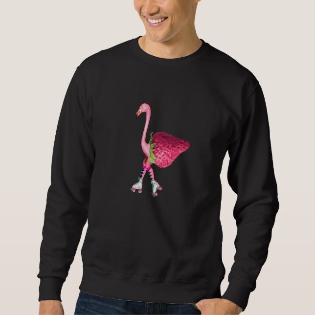 Flamingo on roller skates modern artwork sweatshirt (Front)