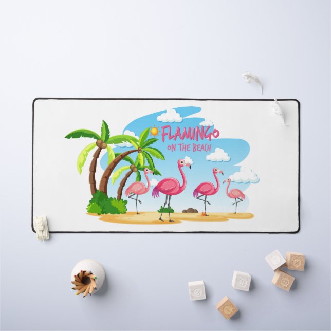 Flamingo on the Beach Desk Mat (Kids Table)