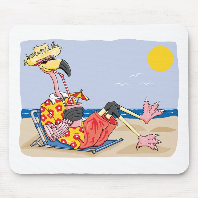 Flamingo On the Beach Mouse Pad (Front)