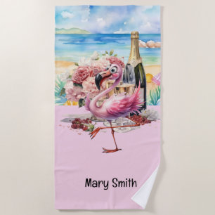 Flamingo on the beach towel