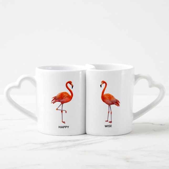 Flamingo on White Coffee Mug Set (Front Nesting)