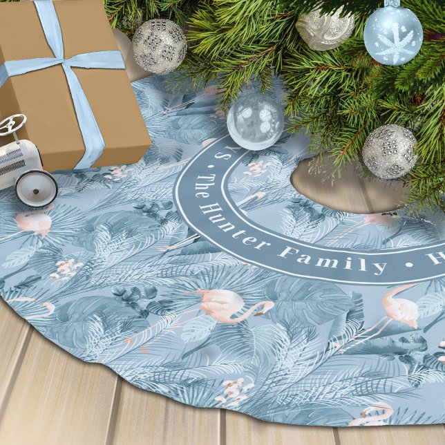 Flamingo Orchid Tropical Pattern Blue ID868 Brushed Polyester Tree Skirt (Creator Uploaded)