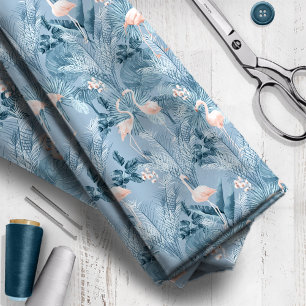 Flamingo Orchid Tropical Pattern Blue ID868 Fabric