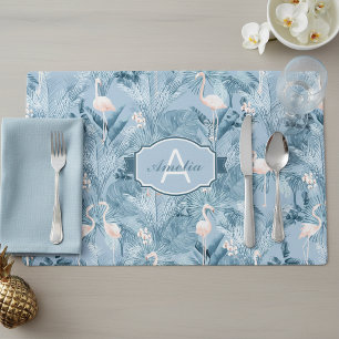 Flamingo Orchid Tropical Pattern Blue ID868 Placemat
