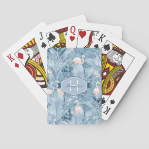 Flamingo Orchid Tropical Pattern Blue ID868 Poker Cards