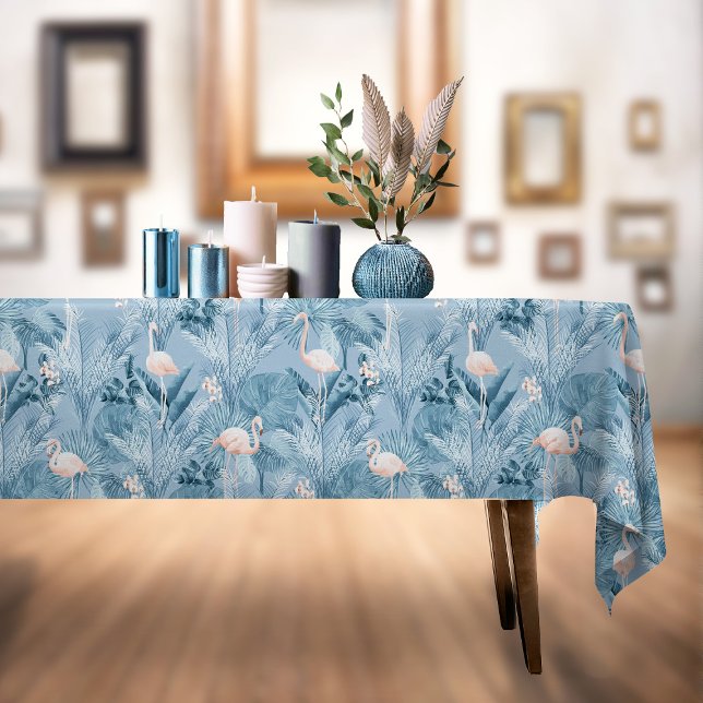 Flamingo Orchid Tropical Pattern Blue ID868 Tablecloth (Creator Uploaded)