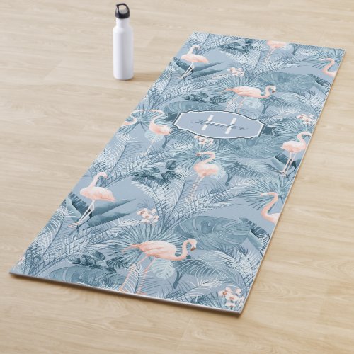 Flamingo Orchid Tropical Pattern Blue ID868 Yoga Mat