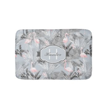 Flamingo Orchid Tropical Pattern Gray Id868 Bath Mat by arrayforhome at Zazzle