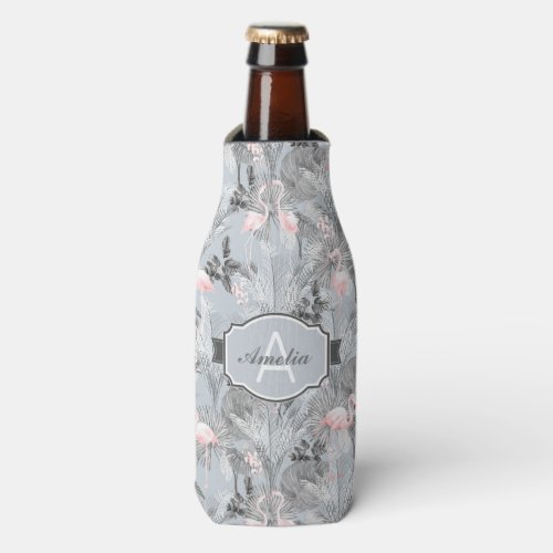 Flamingo Orchid Tropical Pattern Gray ID868 Bottle Cooler