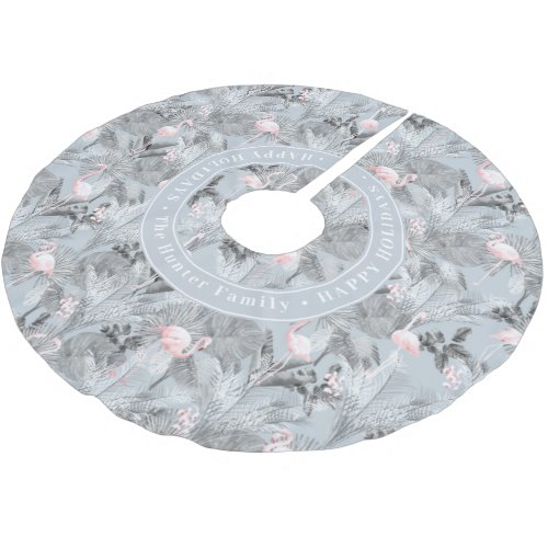 Flamingo Orchid Tropical Pattern Gray ID868 Brushed Polyester Tree Skirt