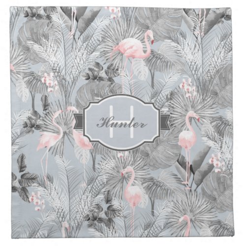 Flamingo Orchid Tropical Pattern Gray ID868 Cloth Napkin