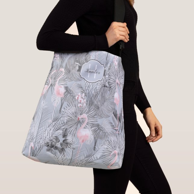 Flamingo Orchid Tropical Pattern Gray ID868 Crossbody Bag (Close Up)