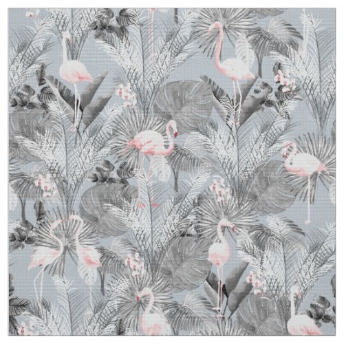 Flamingo Orchid Tropical Pattern Gray ID868 Fabric
