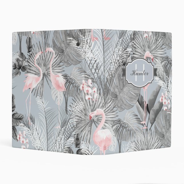 Flamingo Orchid Tropical Pattern Gray ID868 Mini Binder (Background)