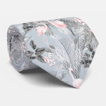Flamingo Orchid Tropical Pattern Gray Id868 Neck Tie at Zazzle