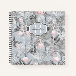 Flamingo Orchid Tropical Pattern Gray ID868 Notebook