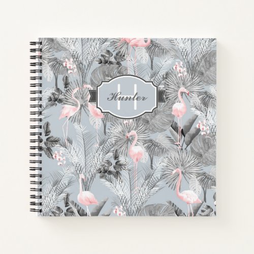 Flamingo Orchid Tropical Pattern Gray ID868 Notebook