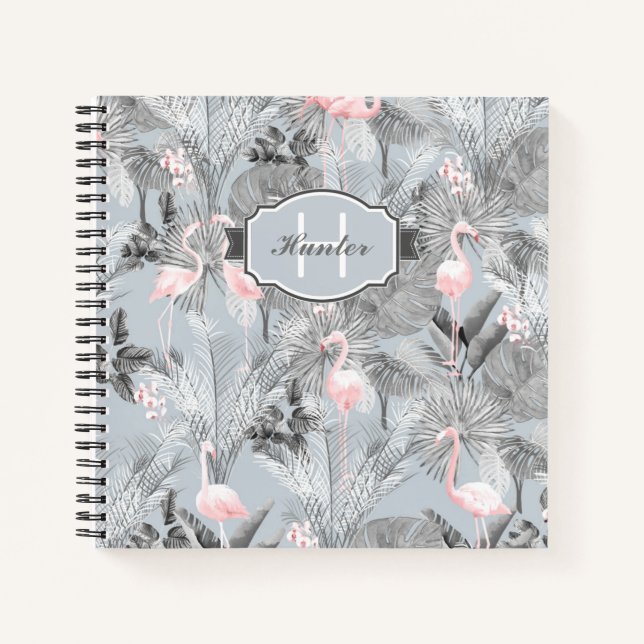 Flamingo Orchid Tropical Pattern Gray ID868 Notebook (Front)