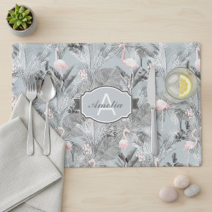 Flamingo Orchid Tropical Pattern Gray ID868 Placemat