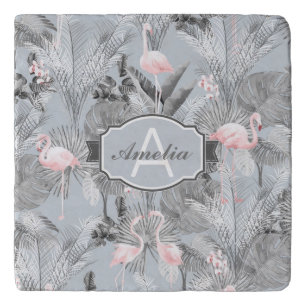 Flamingo Orchid Tropical Pattern Gray ID868 Trivet