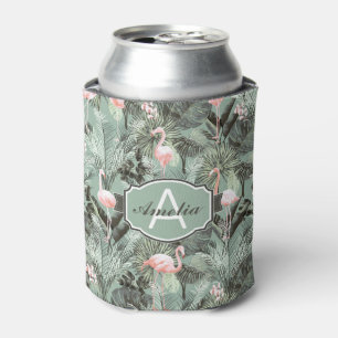 Flamingo Orchid Tropical Pattern Sage ID868 Can Cooler
