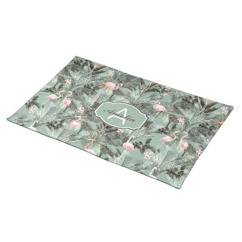 Flamingo Orchid Tropical Pattern Sage ID868 Cloth Placemat