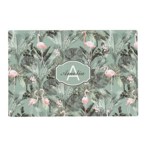 Flamingo Orchid Tropical Pattern Sage ID868 Placemat