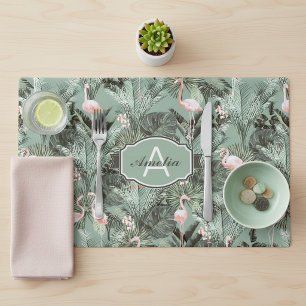 Flamingo Orchid Tropical Pattern Sage ID868 Placemat