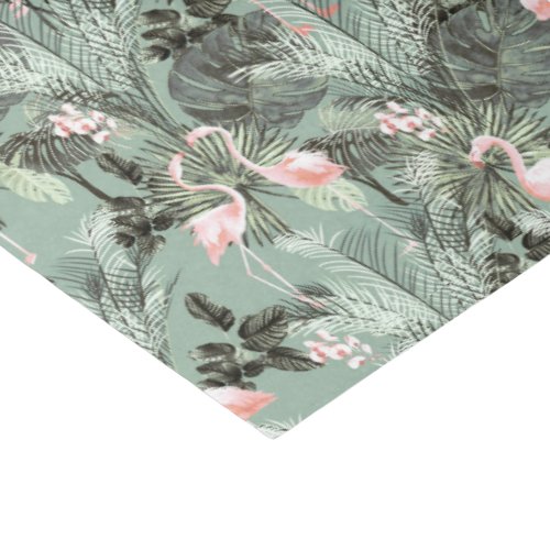 Flamingo Orchid Tropical Pattern Sage ID868 Tissue Paper