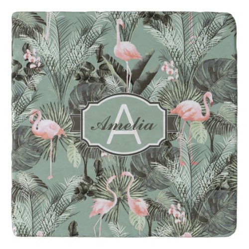 Flamingo Orchid Tropical Pattern Sage ID868 Trivet